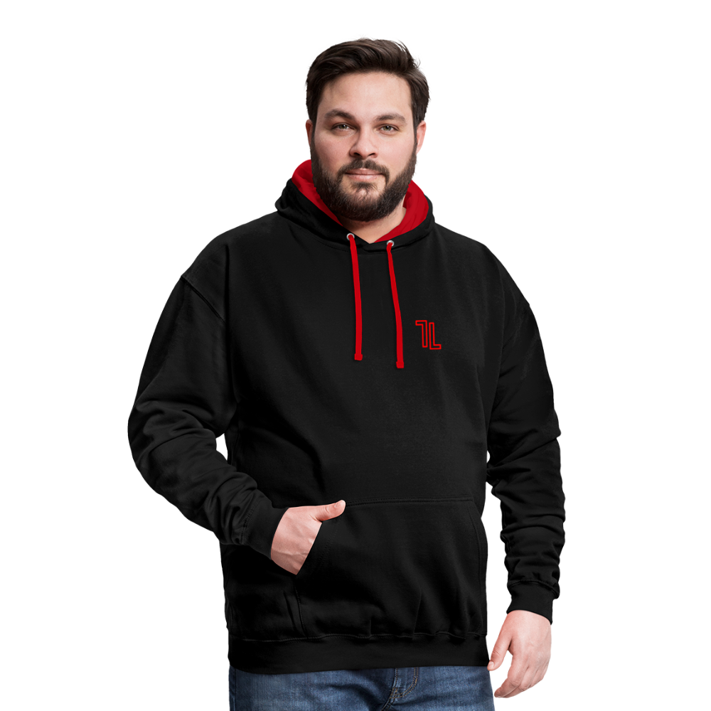 Contrast Colour Hoodie - black/red