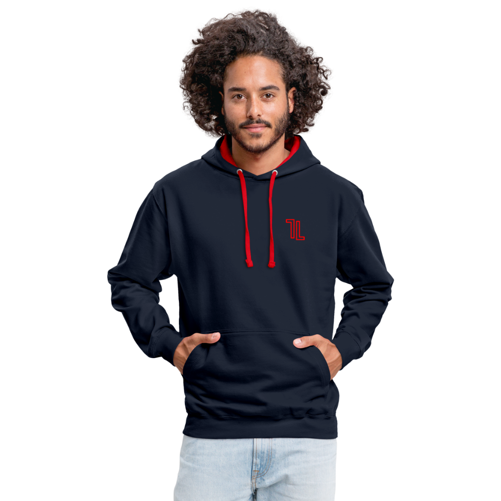 Contrast Colour Hoodie - navy/red