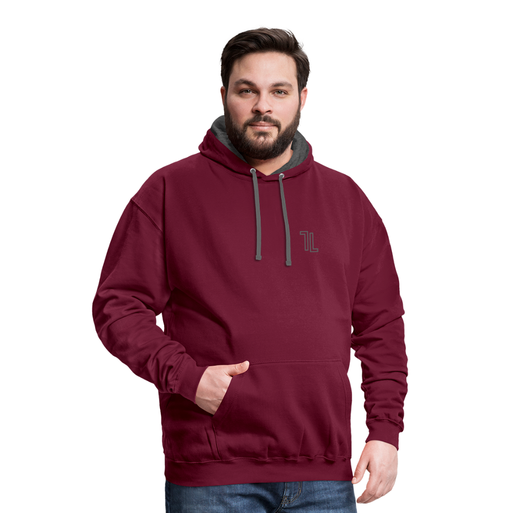 Contrast Colour Hoodie - burgundy/charcoal